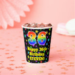 [ Thumbnail: 36th Birthday: Fun Stars Pattern and Rainbow 36 Paper Cups ]
