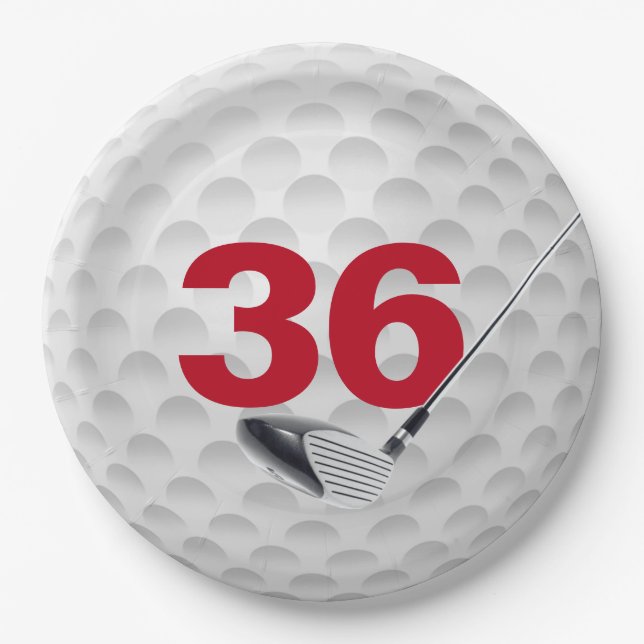 36th Birthday Golf Ball Design  Paper Plates (Front)