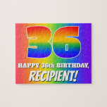 [ Thumbnail: 36th Birthday — Multicolored Rainbow Pattern “36” Jigsaw Puzzle ]