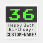 [ Thumbnail: 36th Birthday - Nerdy / Geeky Style "36" & Name Napkins ]