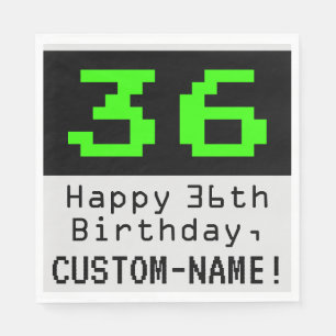 36th Birthday - Nerdy / Geeky Style "36" & Name Napkins