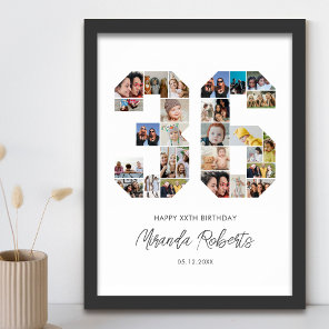 36th Birthday Number 36 Custom Photo Collage Poster