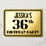 [ Thumbnail: 36th Birthday Party: Art Deco Look “36” and Name Invitation ]