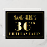 [ Thumbnail: 36th Birthday Party: Art Deco Look “36”, W/ Name Invitation ]