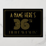 [ Thumbnail: 36th Birthday Party — Art Deco Style “36” + Name Invitation ]