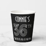 [ Thumbnail: 36th Birthday Party: Art Deco Style + Custom Name Paper Cups ]