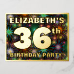 [ Thumbnail: 36th Birthday Party: Bold, Colorful Fireworks Look Postcard ]