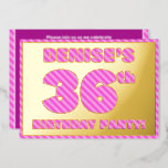 [ Thumbnail: 36th Birthday Party — Bold, Fun, Pink Stripes # 36 Invitation ]