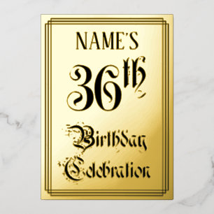 36th Birthday Party — Elegant Script + Custom Name Foil Invitation