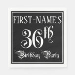 [ Thumbnail: 36th Birthday Party — Fancy Script + Custom Name Napkins ]