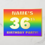 [ Thumbnail: 36th Birthday Party: Fun, Colorful Rainbow Pattern Invitation ]
