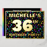[ Thumbnail: 36th Birthday Party — Fun, Colorful Stars Pattern Invitation ]