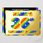 [ Thumbnail: 36th Birthday Party — Fun, Rainbow Spectrum “36” Invitation ]