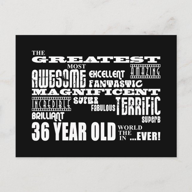 36th Birthday Party Greatest Thirty Six Year Old Invitation Postcard (Front)