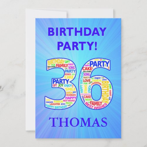 36th Birthday Party Invitation Add a Name