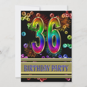 36th Birthday party Invitation with bubbles