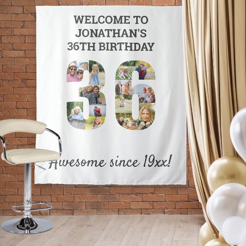 36th Birthday Party Photo Collage Backdrop