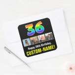 [ Thumbnail: 36th Birthday: Rainbow “36”; Custom Photos & Name Sticker ]