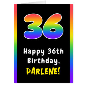 36th Birthday: Rainbow Spectrum # 36, Custom Name Card