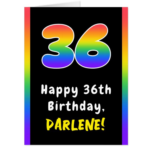 36th Birthday: Rainbow Spectrum # 36, Custom Name Card (Front)