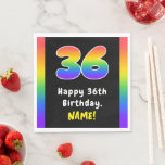 [ Thumbnail: 36th Birthday: Rainbow Spectrum # 36, Custom Name Napkins ]