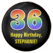 36th Birthday - Rainbow Spectrum Pattern Number 36 Chocolate Covered Oreo (Front)
