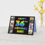[ Thumbnail: 36th Birthday: Rainbow Text, Custom Photos & Name Card ]