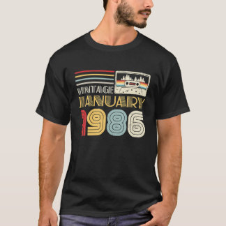 36Th Birthday Vintage January 1986 Decoration 36 Y T-Shirt