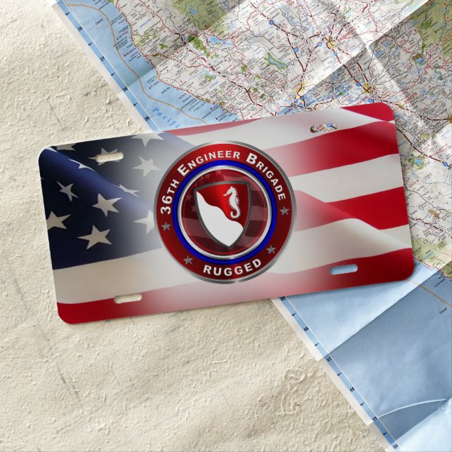 36th Engineer Brigade “Rugged” License Plate (In Situ)