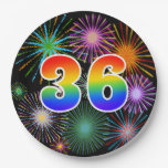 [ Thumbnail: 36th Event - Fun, Colorful, Bold, Rainbow 36 Paper Plates ]