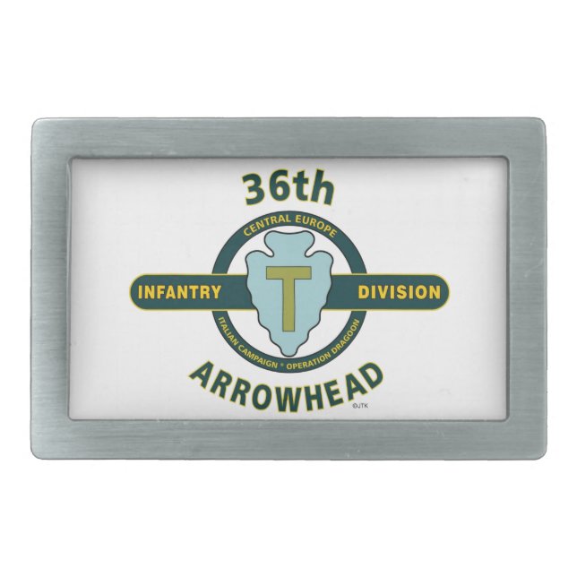 36TH INFANTRY DIVISION "ARROWHEAD-TEXAS" RECTANGULAR BELT BUCKLE (Front)