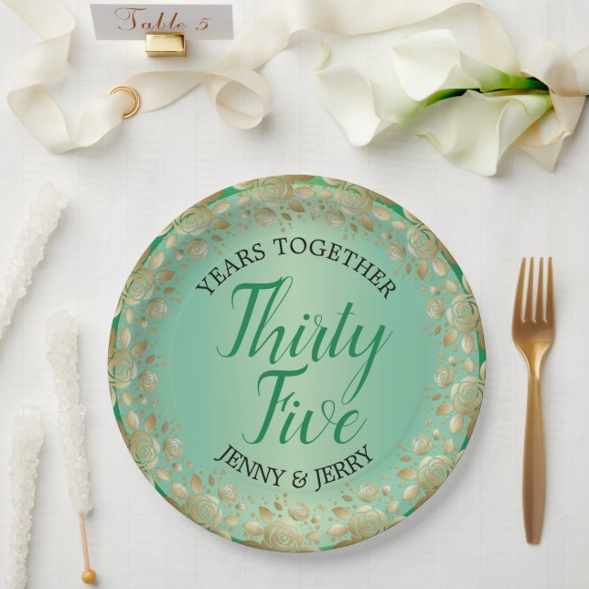 36th Jade Wedding Anniversary Custom Paper Plates (Wedding)