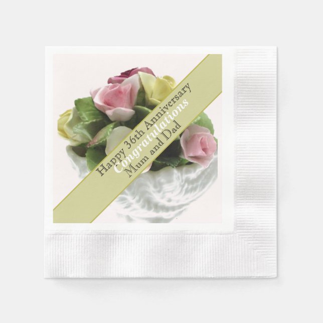 36th Wedding Anniversary bone china editable   Napkins (Front)