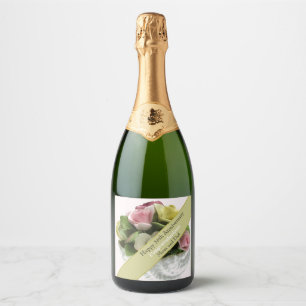 36th Wedding Anniversary bone china editable Sparkling Wine Label