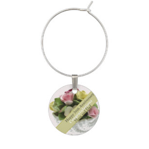 36th Wedding Anniversary bone china editable Wine Charm