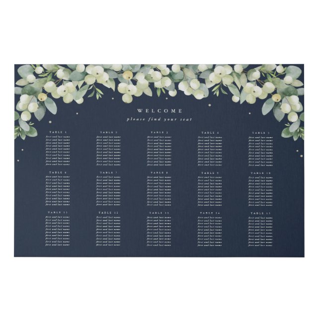 36x24" 15 Tables of 10 Seating Chart  Faux Canvas Print (Front)