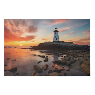 36X24 Lighthouse Sunset View Canvas Art