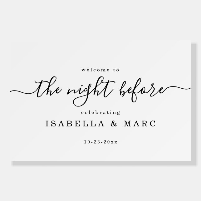 36x24 Minimalist The Night Before Rehearsal Dinner Foam Board (Front)