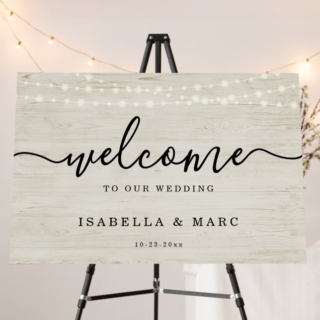 36x24 Rustic Romantic Wedding Welcome Sign (In Situ (Stand))