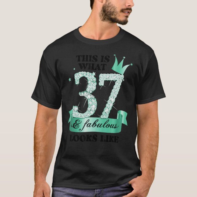 37 & Fabulous I Turquoise White Party Group Photo  T-Shirt (Front)
