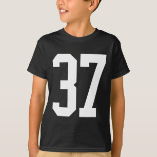 #37 White Number 37 Sports Fan Jersey Style T-Shirt