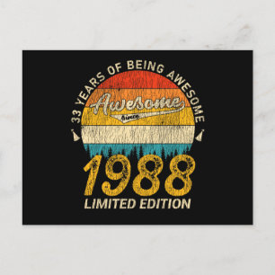 37 Year Old 1988 Retro Awesome 37th Birthday Gift Postcard