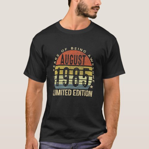 37 Year Old Awesome Since August 1985  37th Birthd T_Shirt