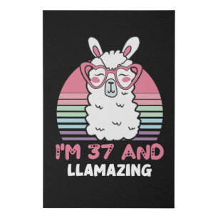 37 Year Old Bday Llamazing 37th Birthday Llama Faux Canvas Print