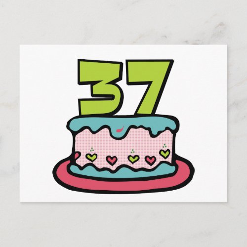 37 Year Old Birthday Cake Postcard