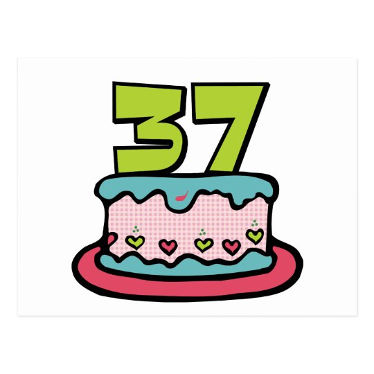 37 Year Old Birthday Cake Postcard