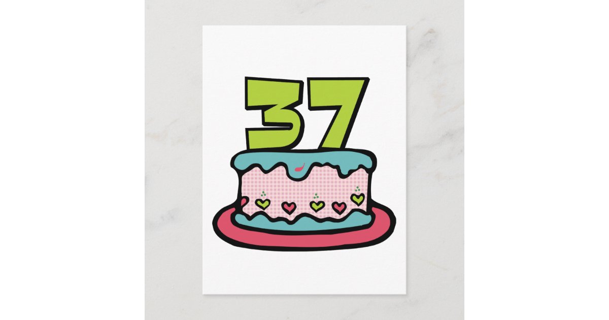 37 Year Old Birthday Cake Postcard Zazzle