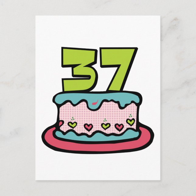 37 Year Old Birthday Cake Postcard (Front)