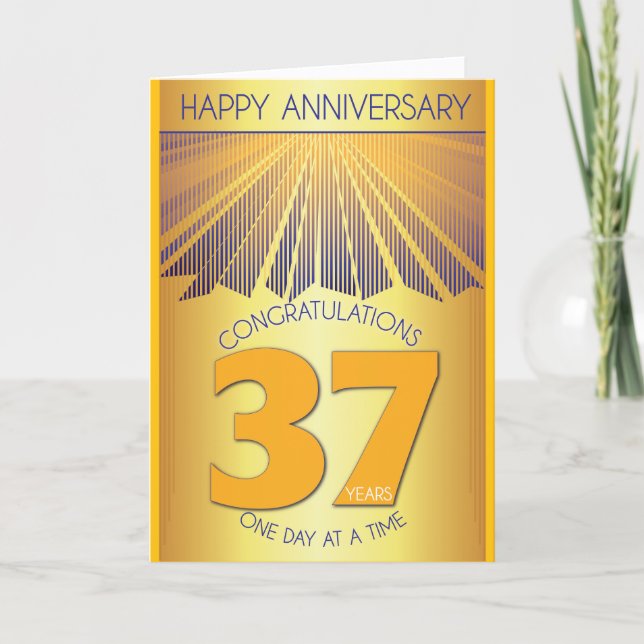 37 Year Sober Anniversary | Golden Ray 12 Step  Card (Front)