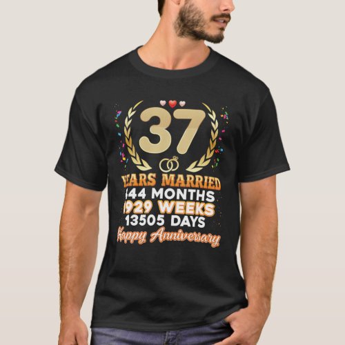 37 Years Married Happy 37Th Wedding Anniversary Co T_Shirt